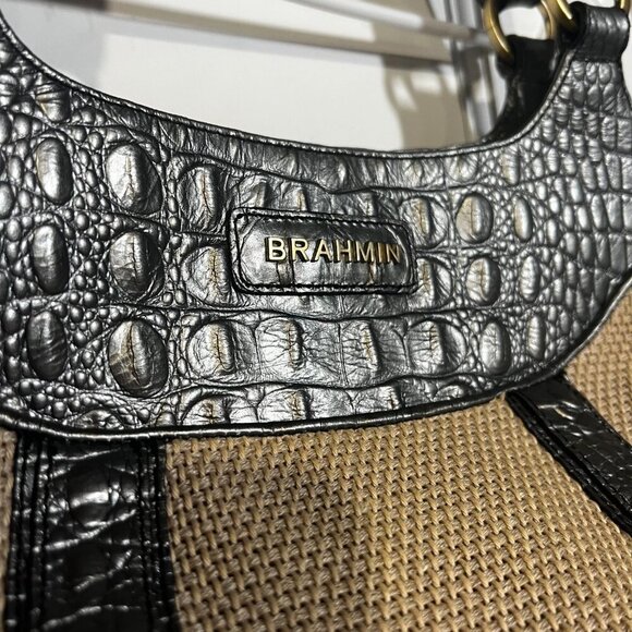 Brahmin Raffia Bag Crocodile Embossed Light Blue - Picture 3 of 12